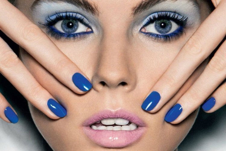 beauty, blue nails