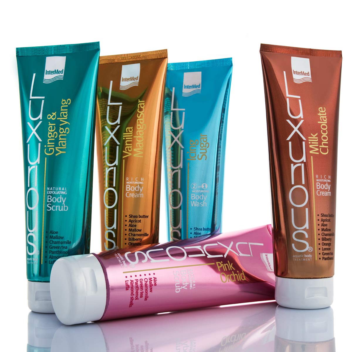 Συσκευασίες των προϊόντων Luxurious® Body της InterMed