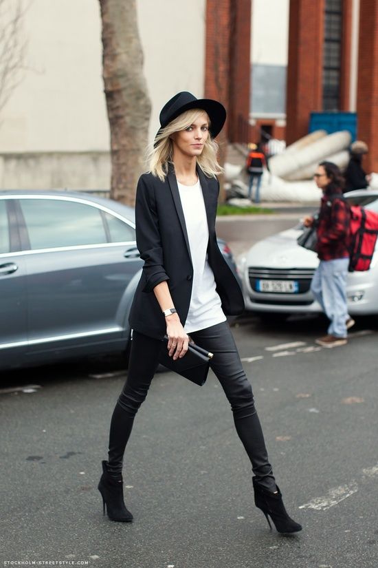 total black outifit with white 