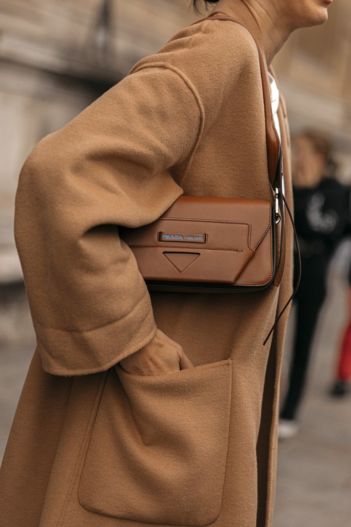 Paris street fashion Prada bag