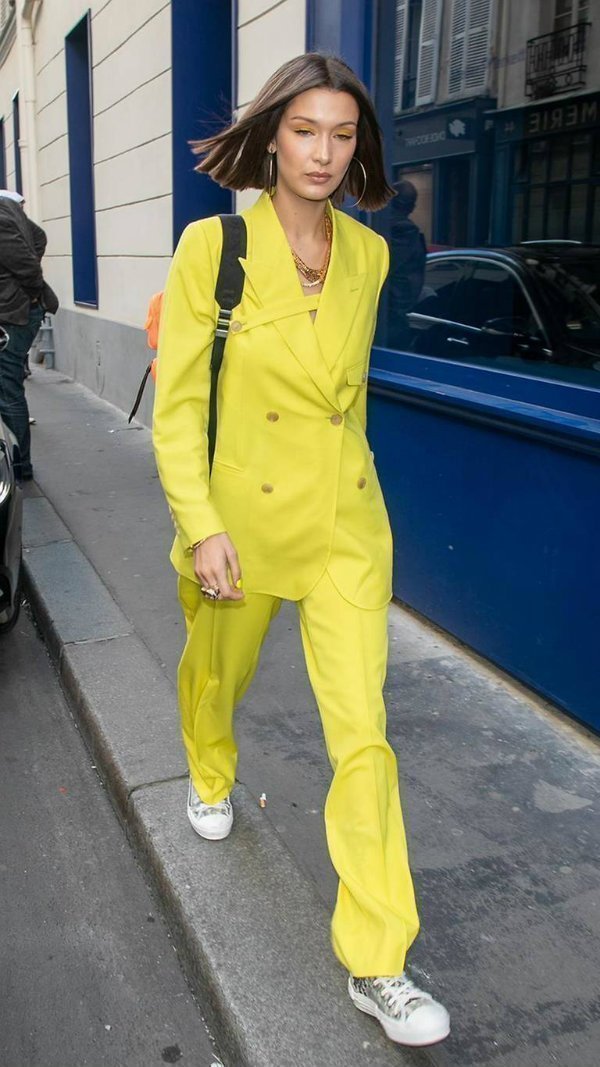 beauty, nails, bella hadid, neon yellow