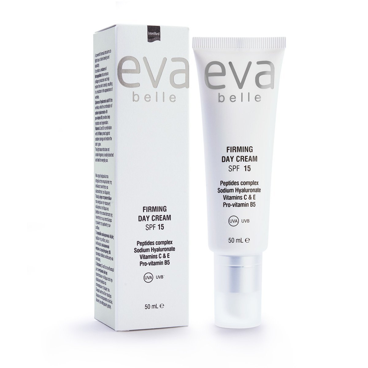 Συσκευασία του προϊόντος Eva Eva Belle FIRMING DAY CREAM SPF15 από την InterMed.