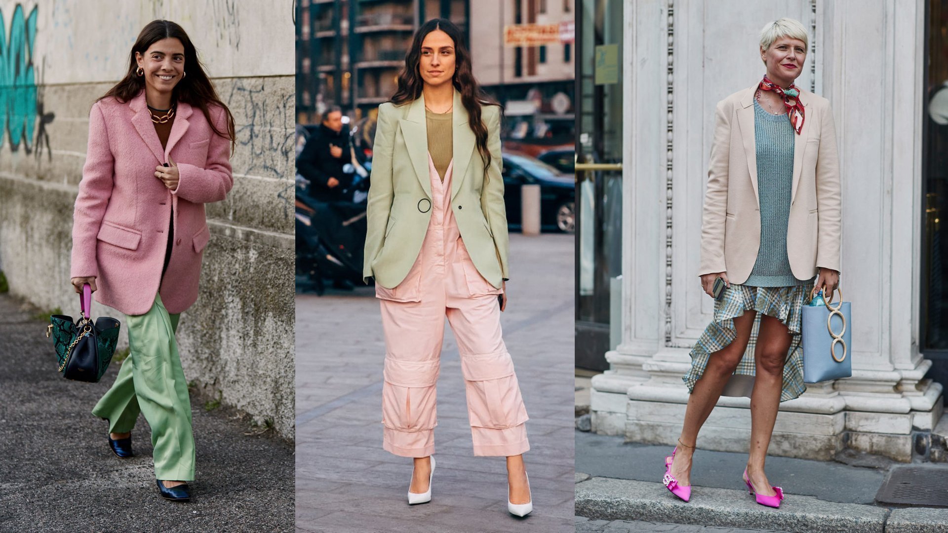 milan fashion week street fashion pastels 2019