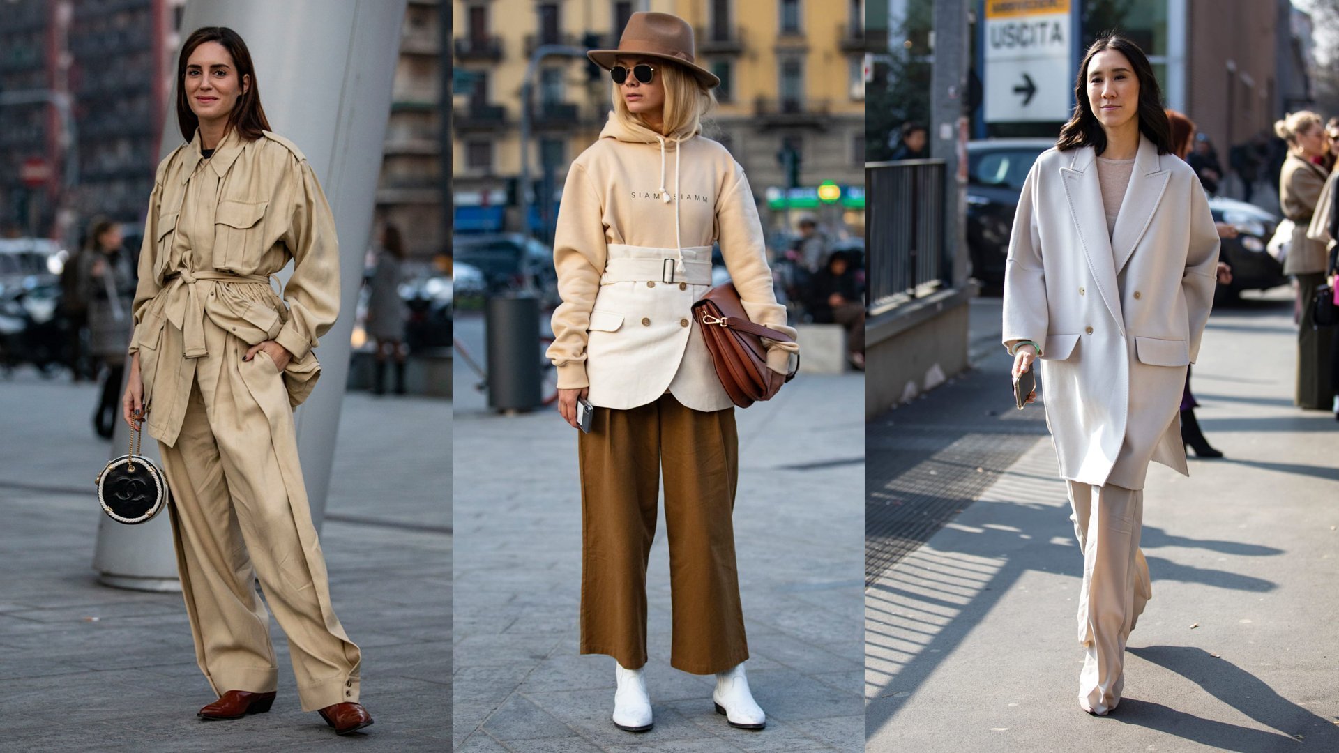 milan street fashion 2019 beige