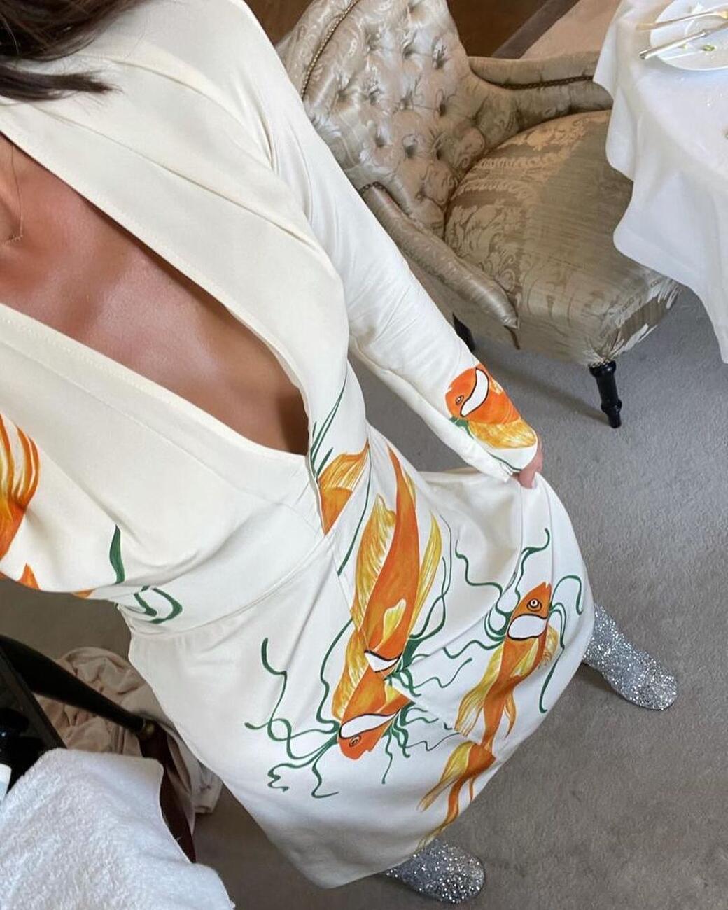 Victoria Beckham goldfish dress