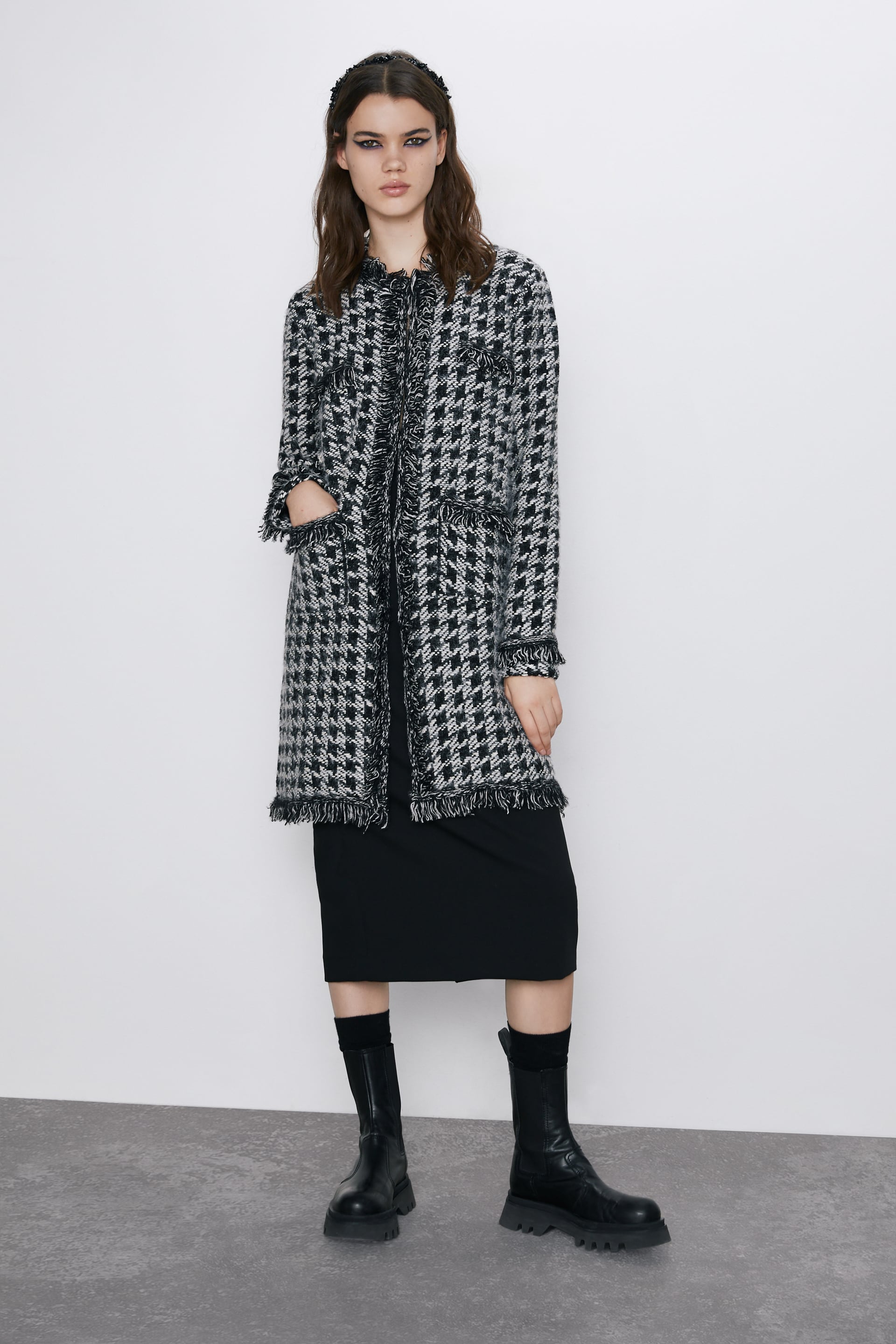Zara houndstooth coat